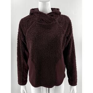 Nike Fleece Sherpa Sweater Size Small Purple Pullover Hooded Pockets Womens